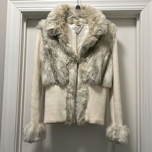 Boston Proper sweater/jacket combo with faux fur
